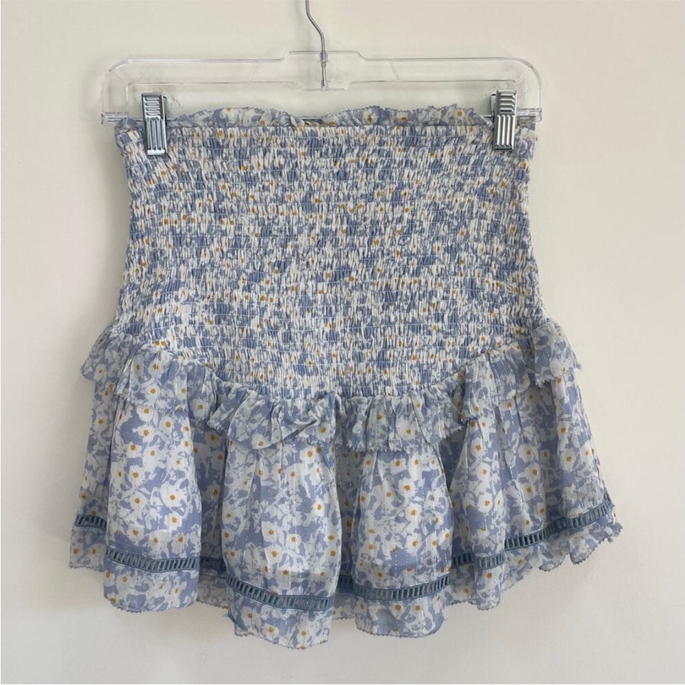 SAYLOR Smocked Floral Ruffle Mini Skirt